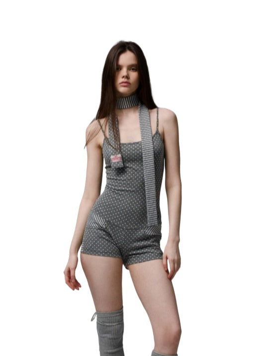 Polka Dot Stripe Jumpsuit Set - CHINASQUAD
