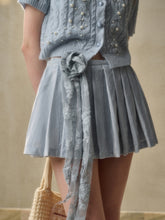 Velvet Floral Pleated Skirt - CHINASQUAD