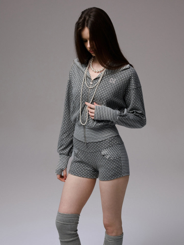 Polka Dot Stripe Jumpsuit Set - CHINASQUAD