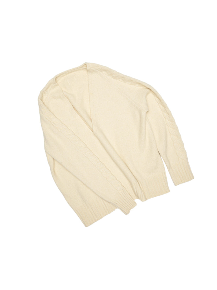 Suede V-neck Loose Sweater - CHINASQUAD