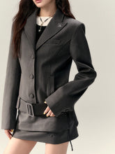 Wide Waist Belt Denim Blazer - CHINASQUAD