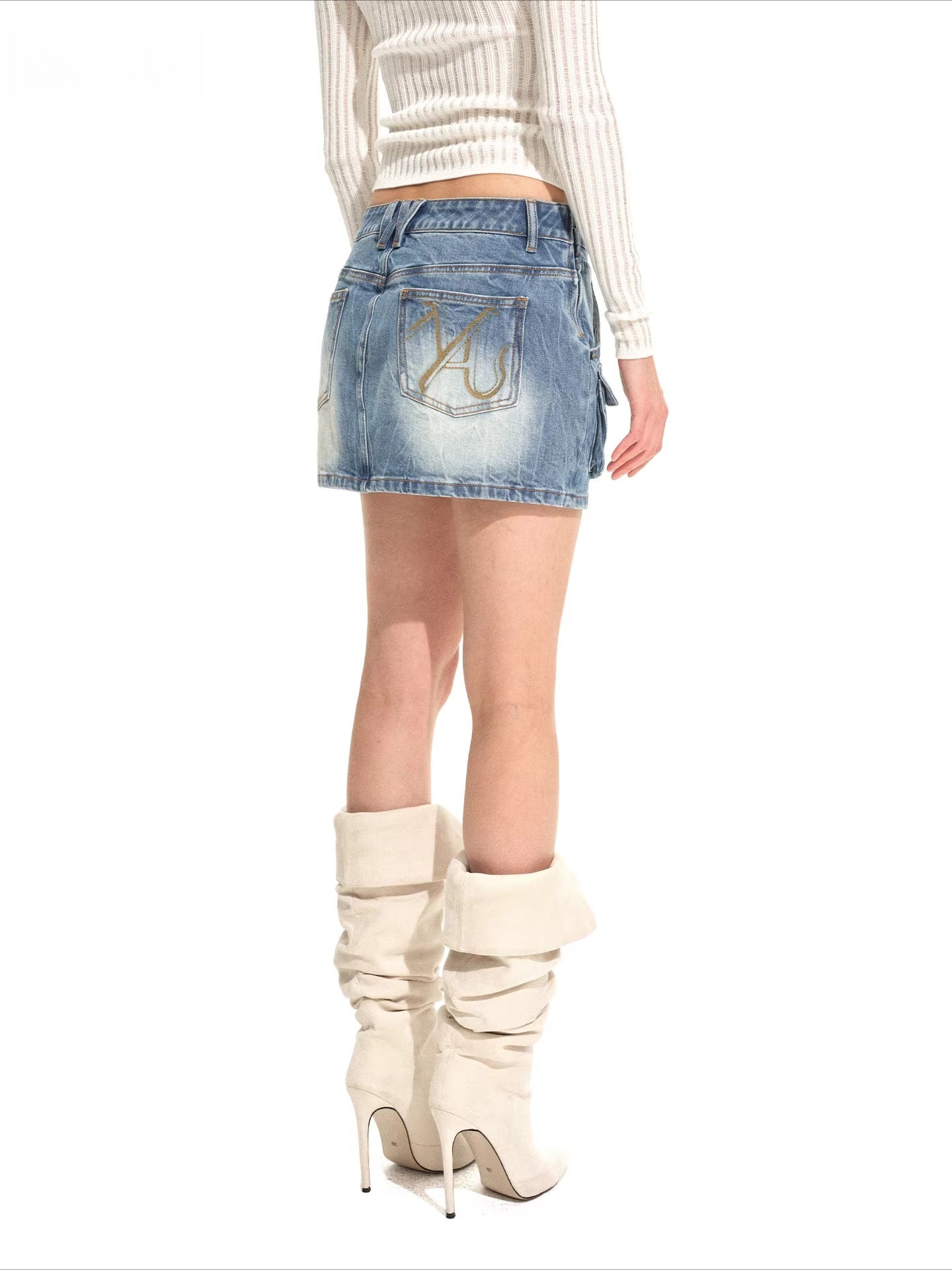 Ranch-Style Layered Denim Mini Skirt