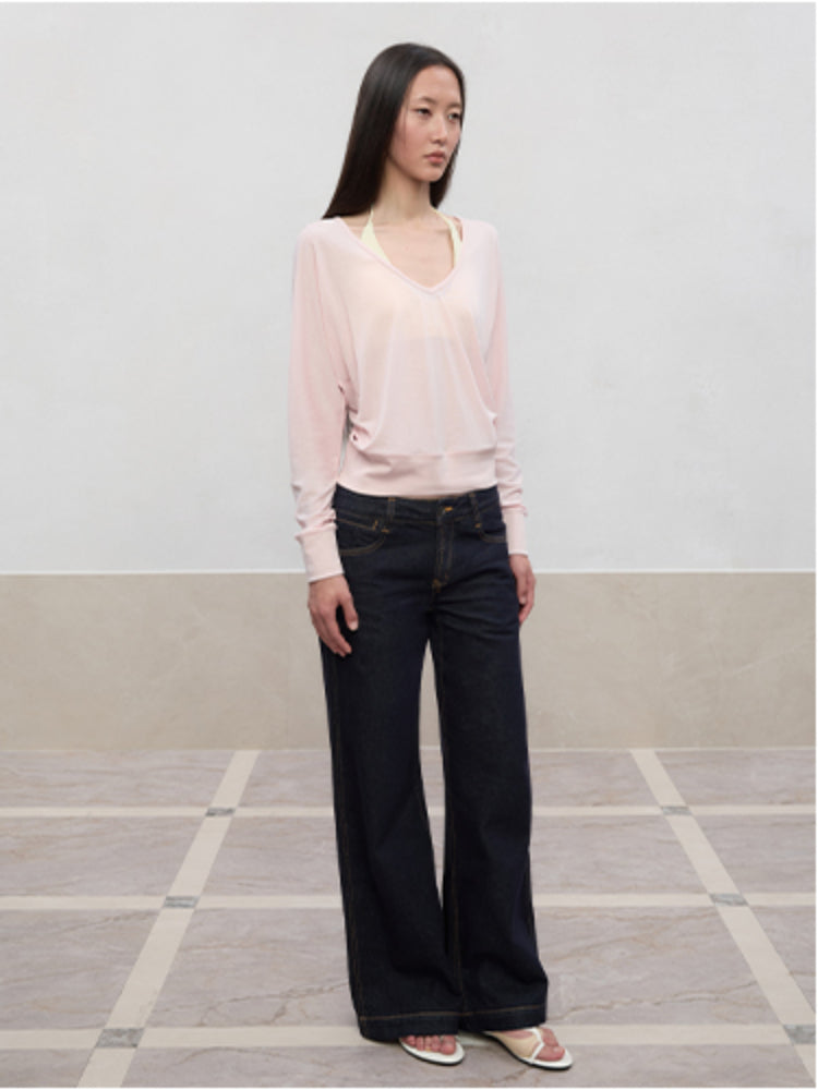 Lyocell-Linen V-Neck Knit Cover-up