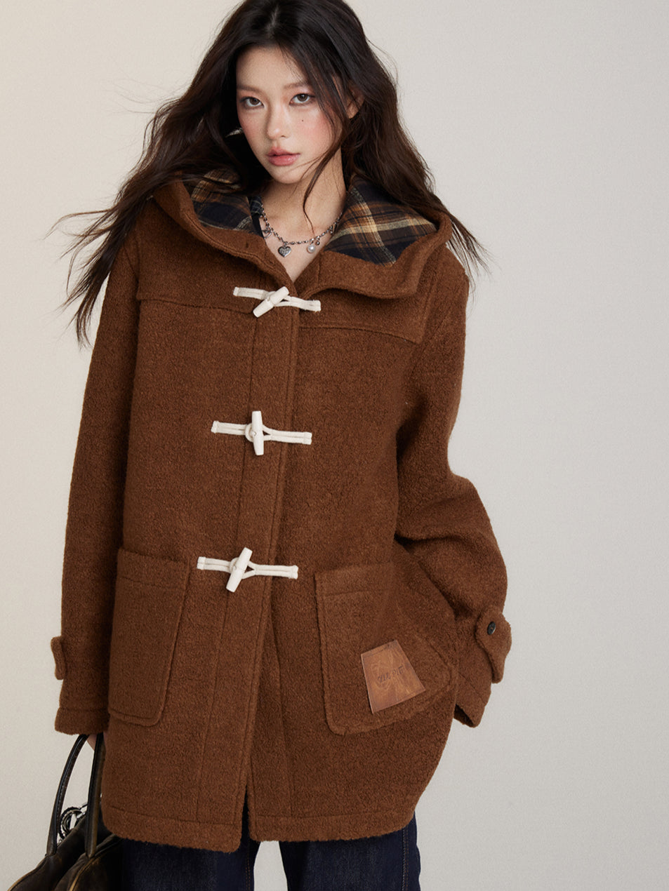 Preppy Plaid Shearling Coat - CHINASQUAD