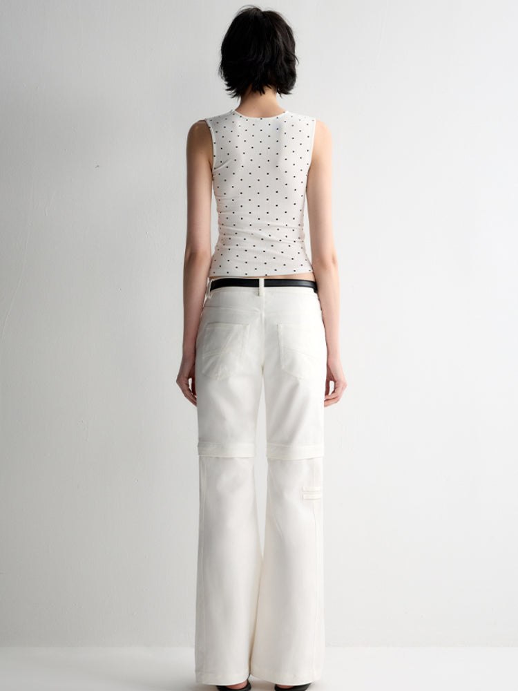 Two-Piece Polka-Dot Printed Sleeveless Vest - CHINASQUAD