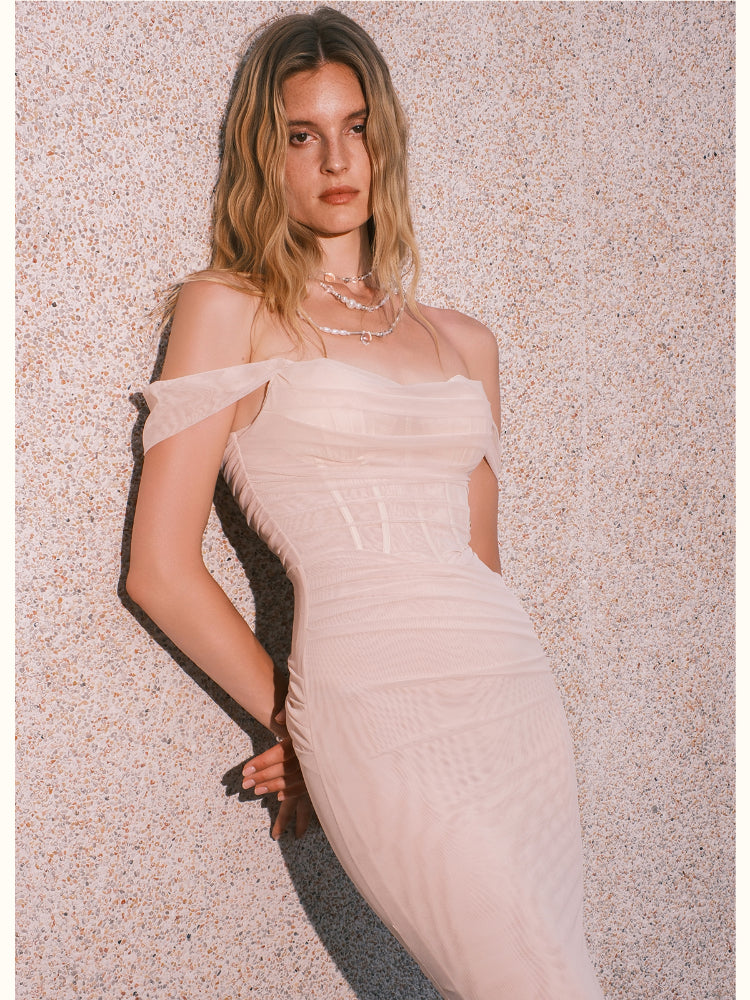Ariel One-shoulder Pleated & Gradient-dyed Dress - CHINASQUAD