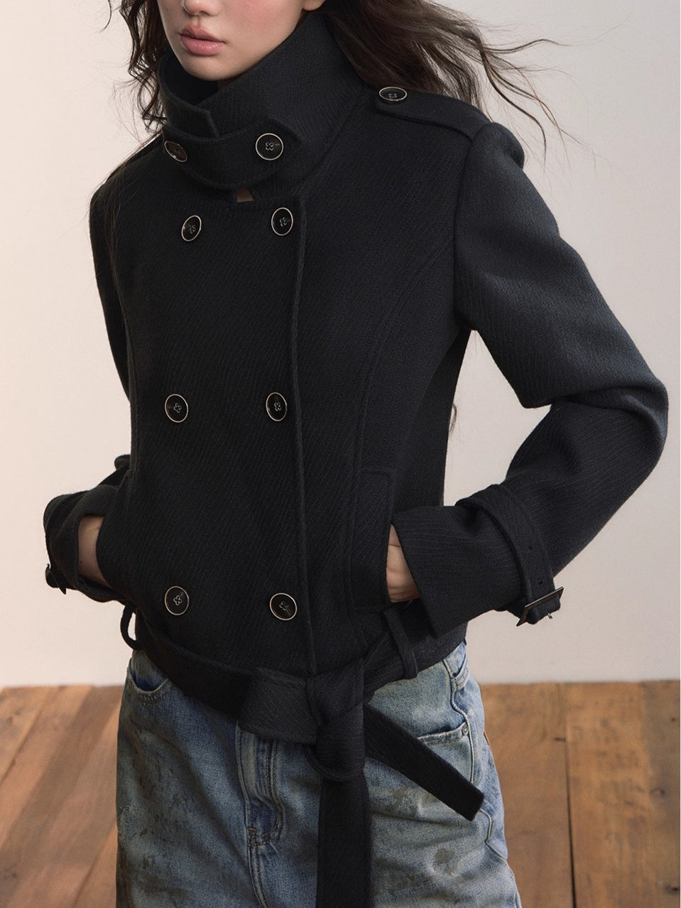 Convertible Wool-Blend Detachable Coat