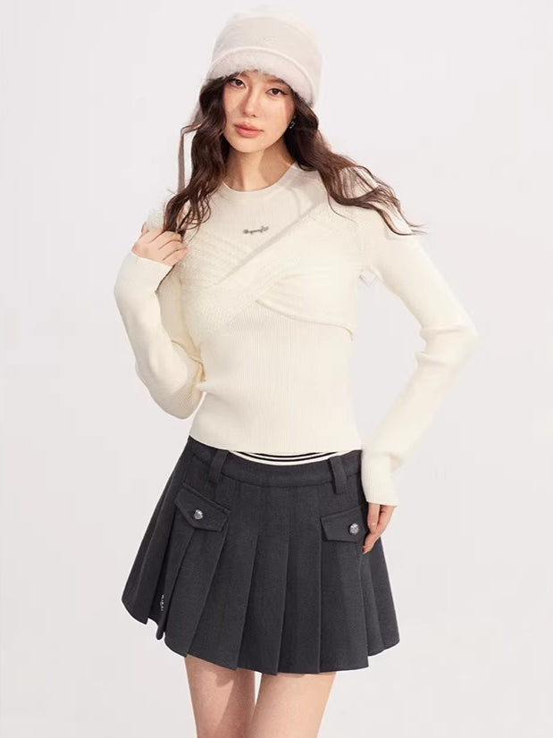High-Waisted A-Line Pleated Skirt