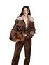 Vintage Brown Suede Jacket with Removable Fur Collar - CHINASQUAD