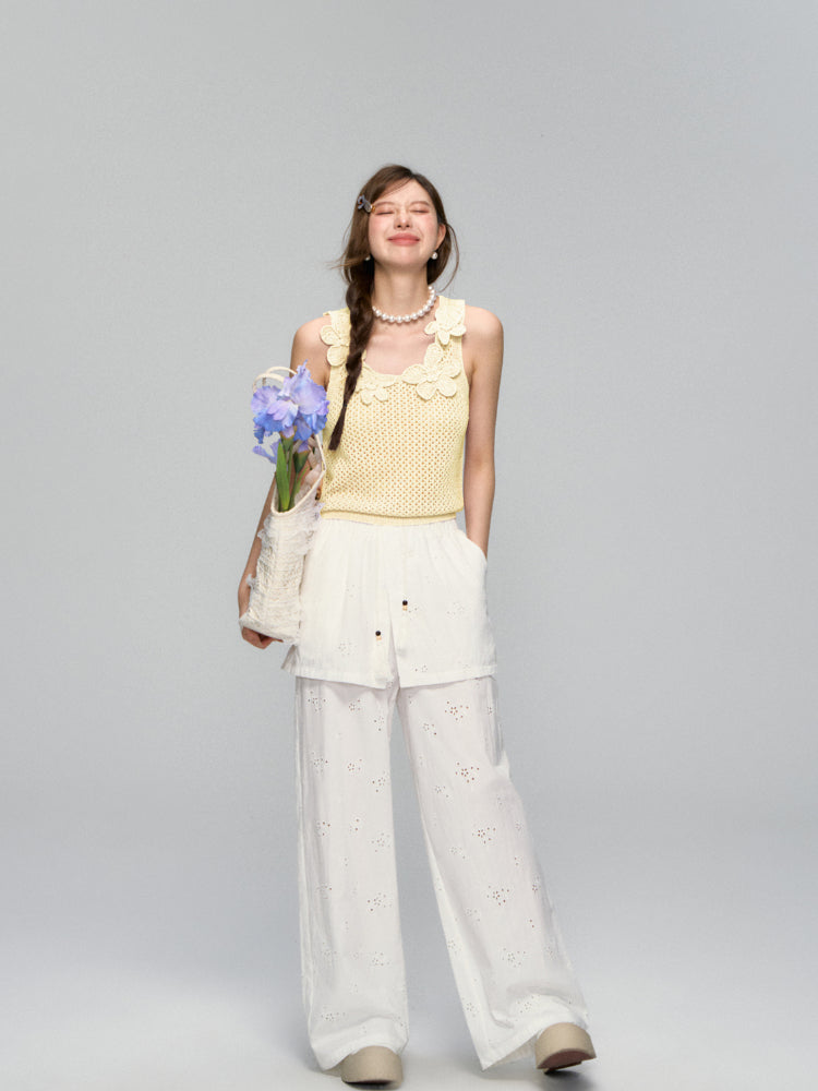 Flower Crochet Hollow-Out Camisole - CHINASQUAD