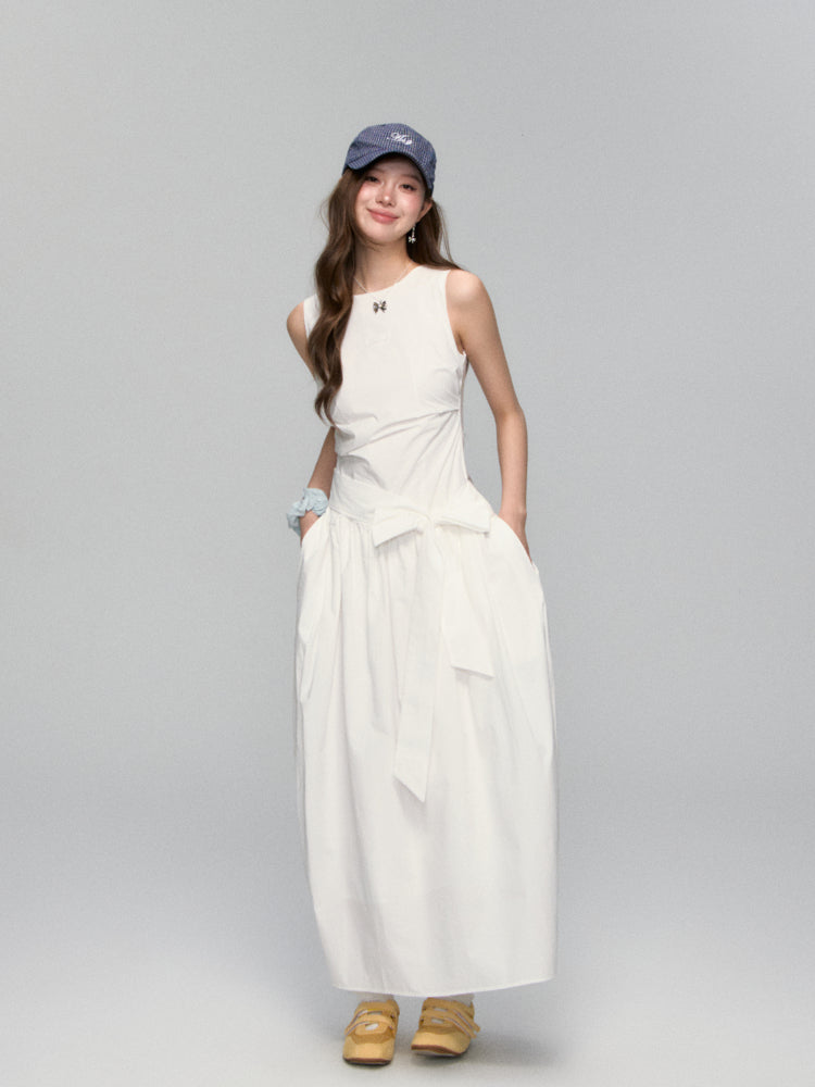 Sleeveless Tie-Waist A-Line Sundress - CHINASQUAD