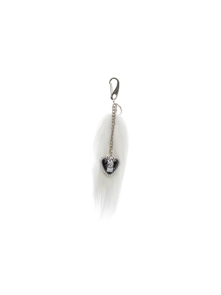 Black & White Cat Tail Keychain - CHINASQUAD