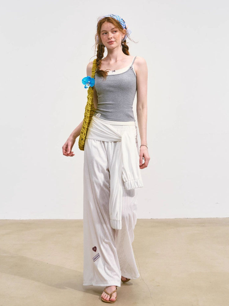 Tie-Waist Flowy Linen Wide-Leg Pants - CHINASQUAD
