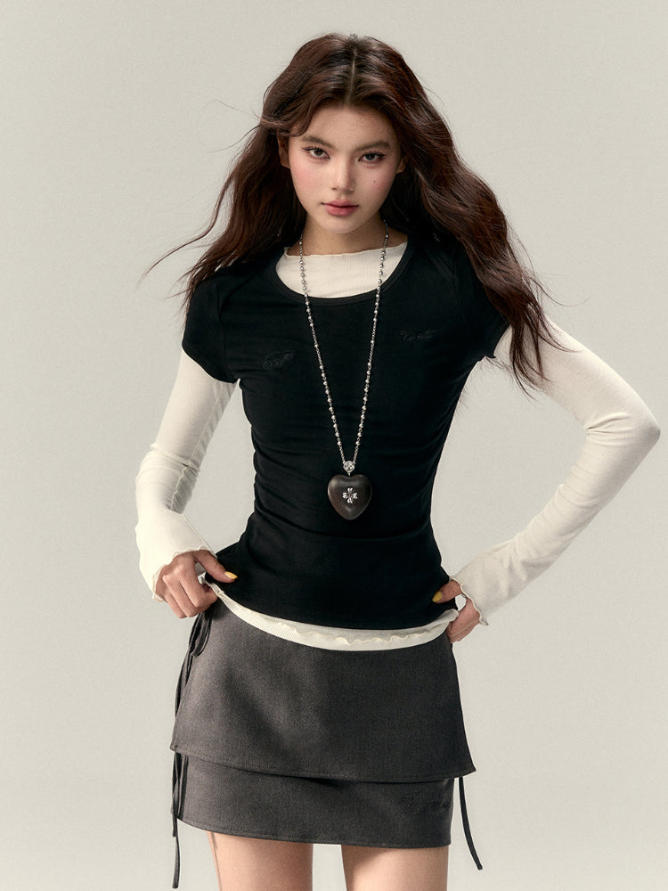 Embroidered Letter Short-Sleeve T-shirt - CHINASQUAD