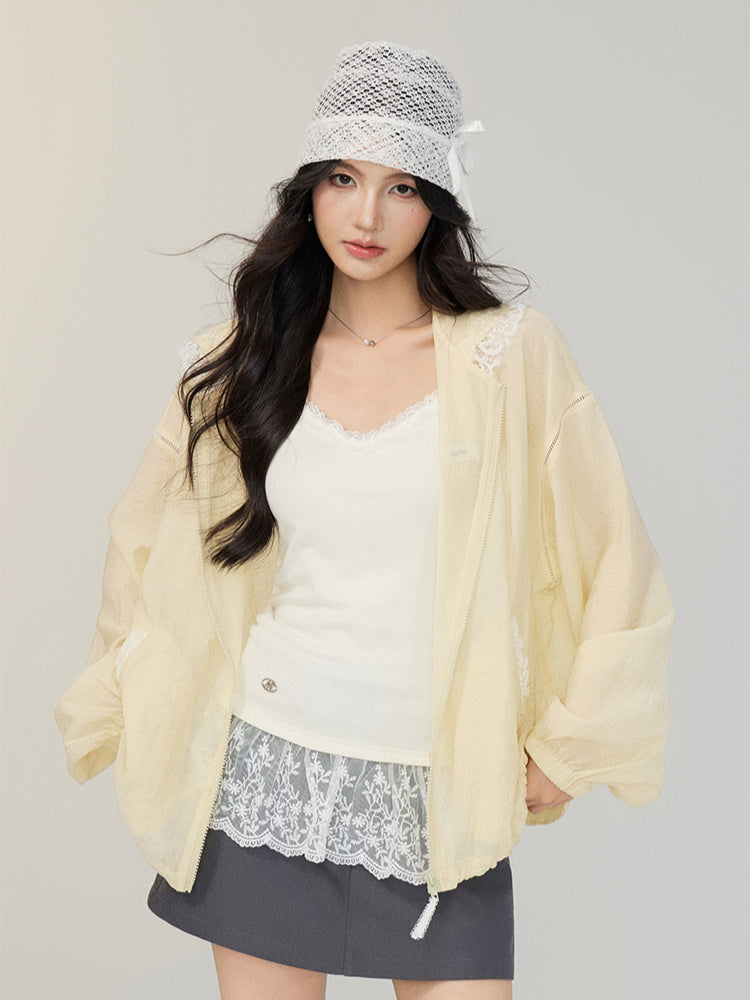Lace Trimmed Oversized Sun Protection Coat - CHINASQUAD