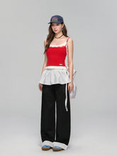 Lace-Trim Relaxed Blade-Cut Pants - CHINASQUAD