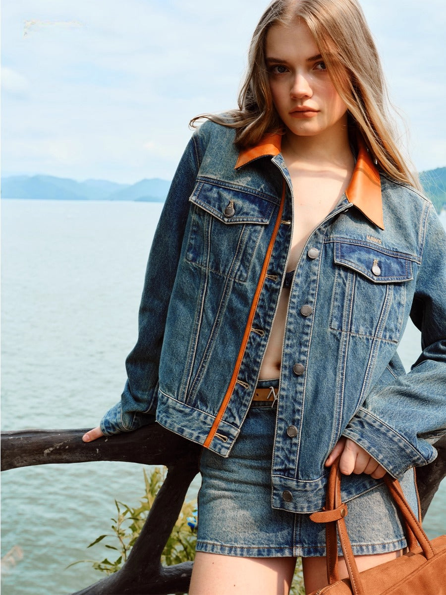 "Savanna Series" Washed Panel Denim Jacket - CHINASQUAD