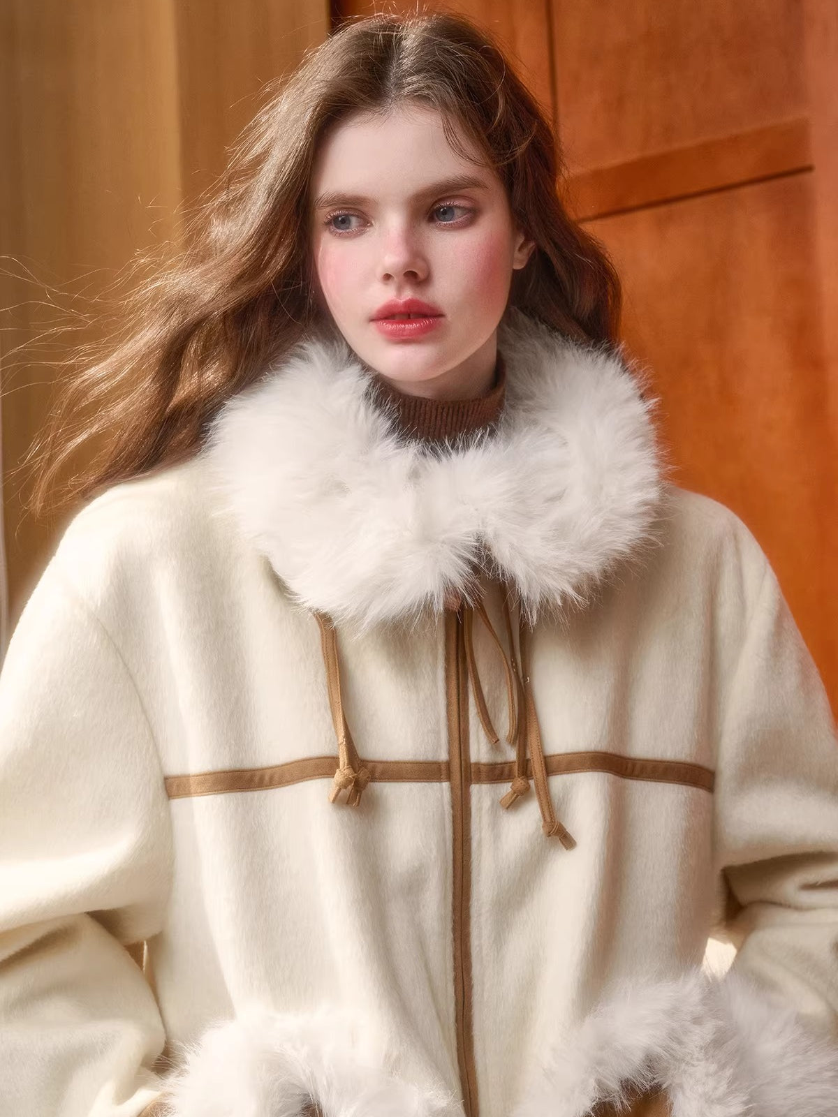 Wool-Blend Shearling-Style Oversized Jacket