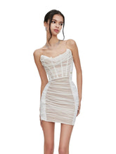 Mesh Ruched Strapless Dress - CHINASQUAD