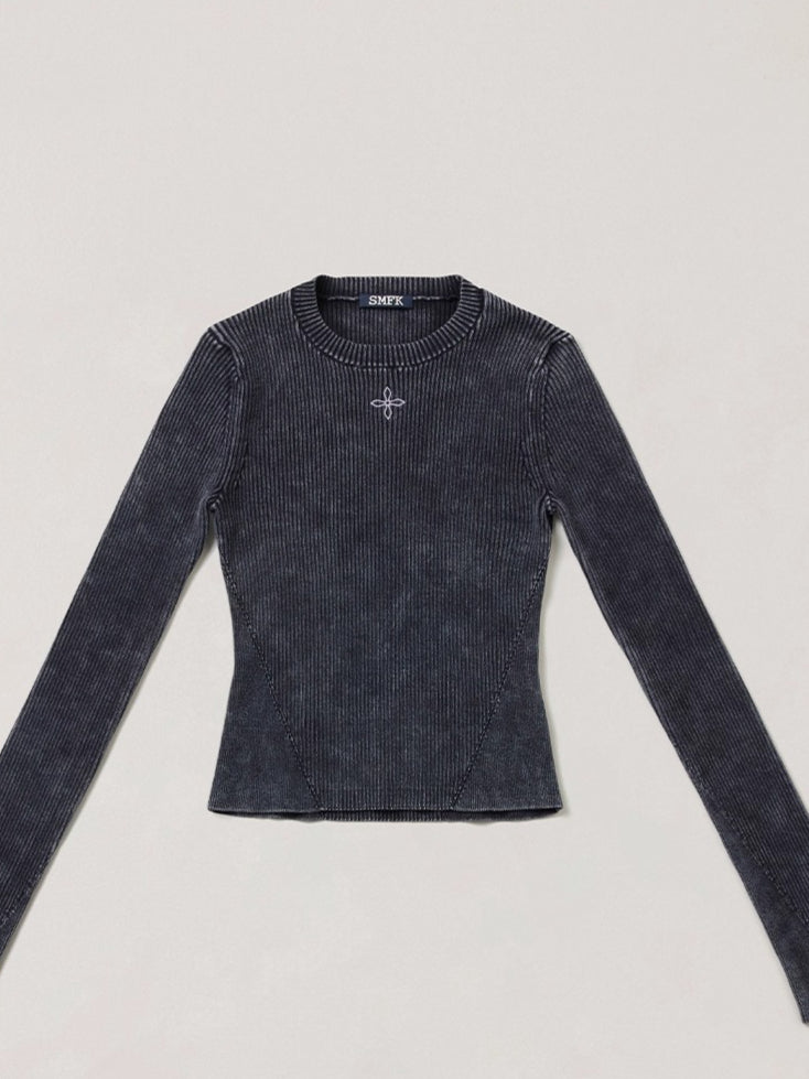 Wild Retro Long-Sleeve Knit Crewneck