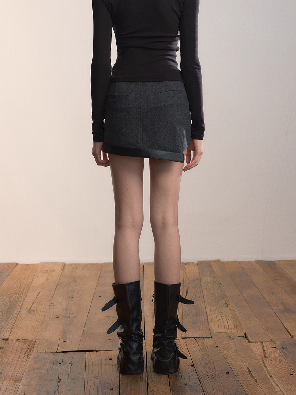 Structured Wool-Blend Asymmetric Hem Skirt