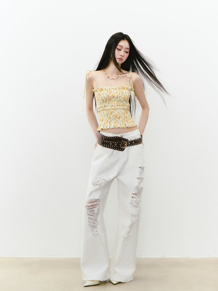 Ruffled Lace Cami Top - CHINASQUAD