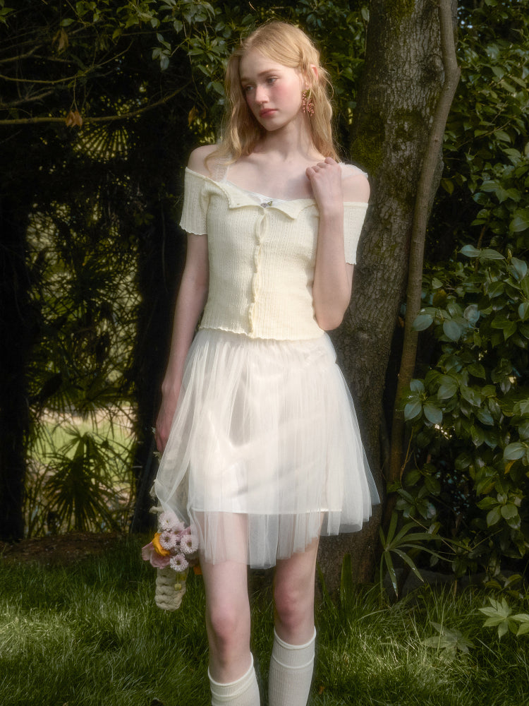 Summer-Colored One-Shoulder Cardigan - CHINASQUAD