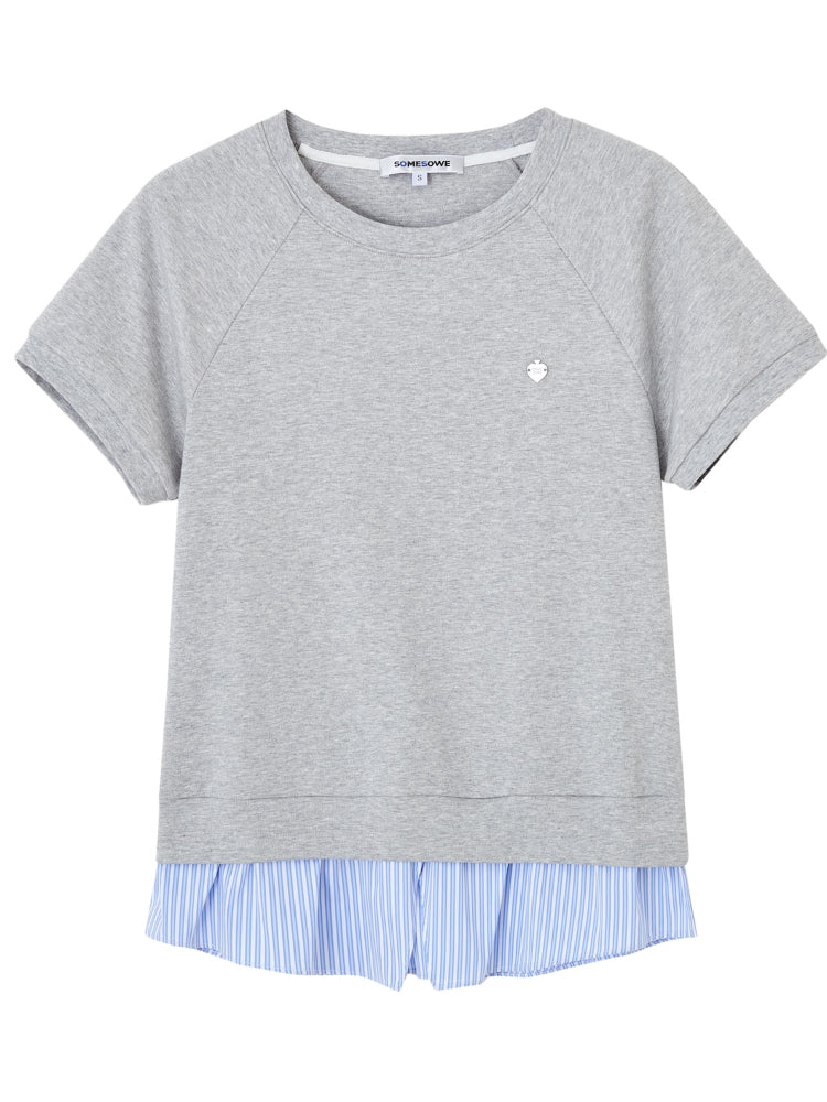 Stripe Patchwork Raglan Sleeve T-shirt