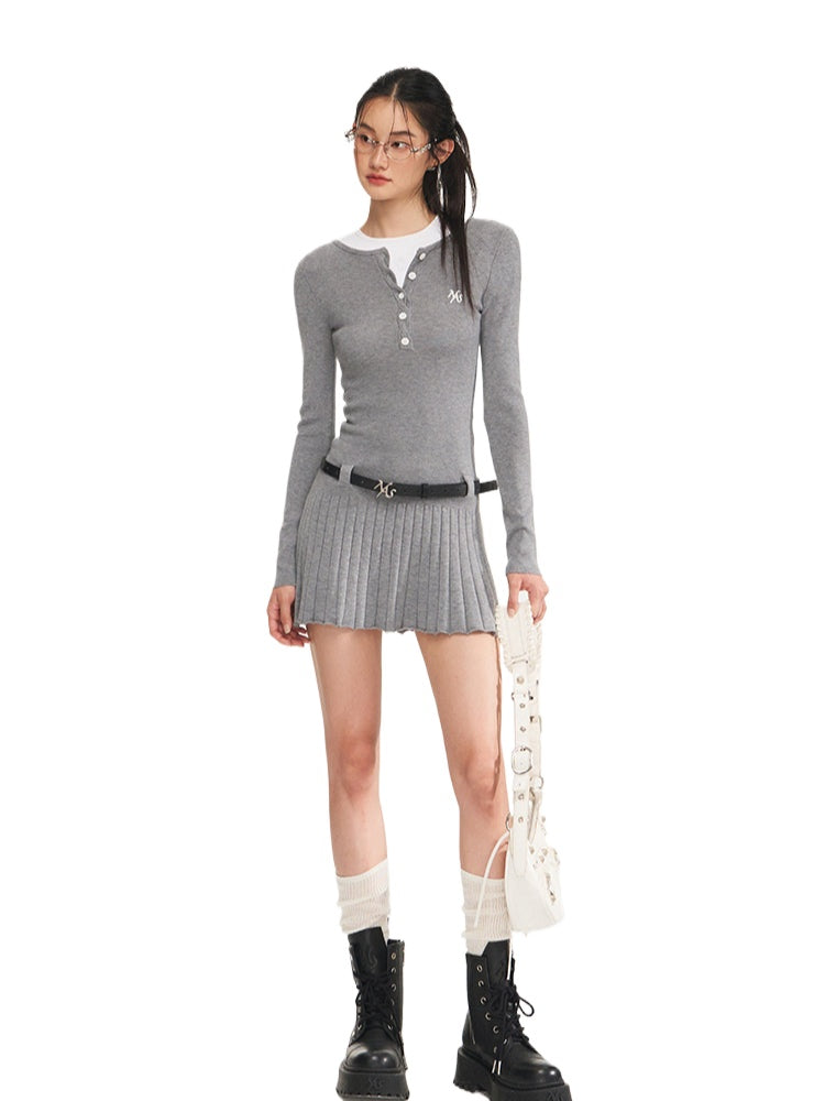 Cable Knit Backless Pleated Mini Dress - CHINASQUAD