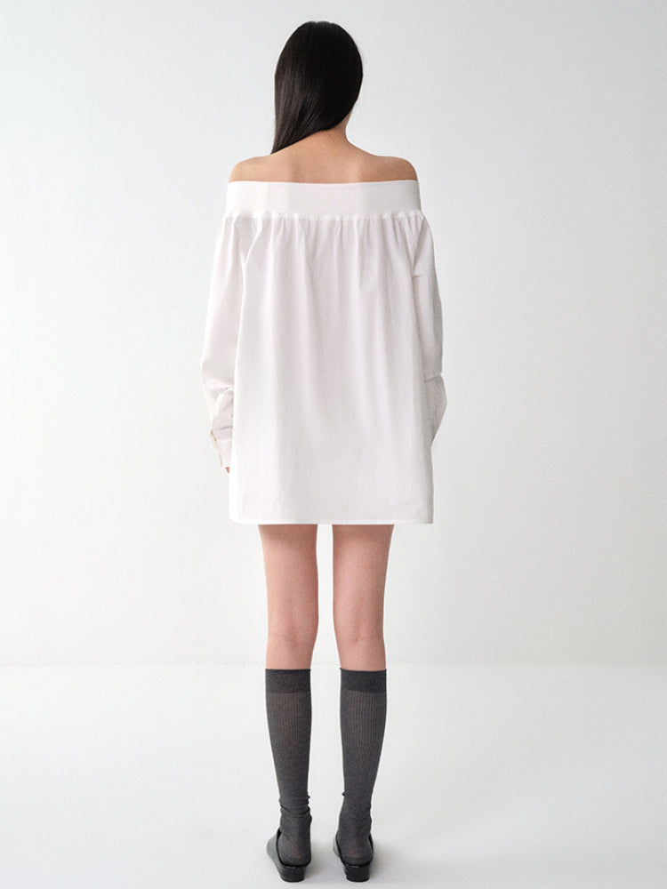 One-Shoulder Mid-Length Shirt Dress - CHINASQUAD