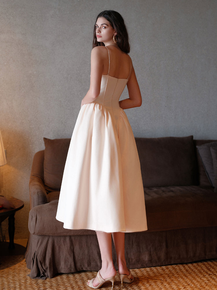 Satin Bow Detail Midi Dress - CHINASQUAD