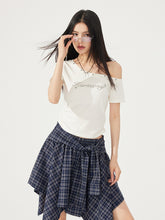 High-Elasticity Star-Studded Diagonal Shoulder T-Shirt - CHINASQUAD