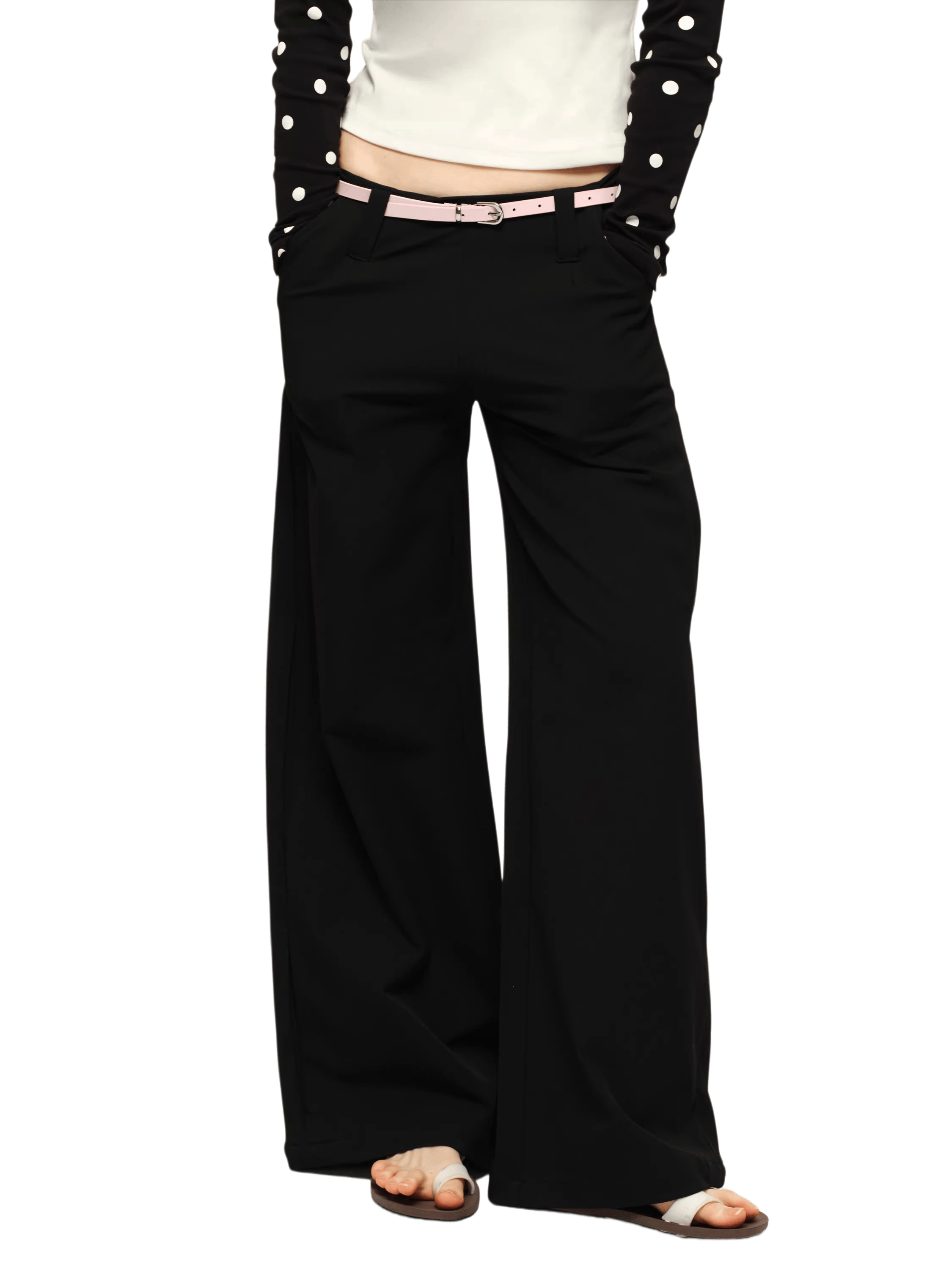 Low-Rise Fluid Tailored Wide-Leg Trousers