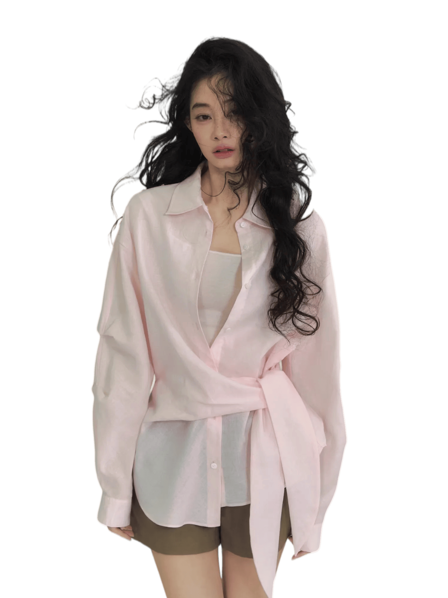 Airy Tie-Front Wrap Shirt