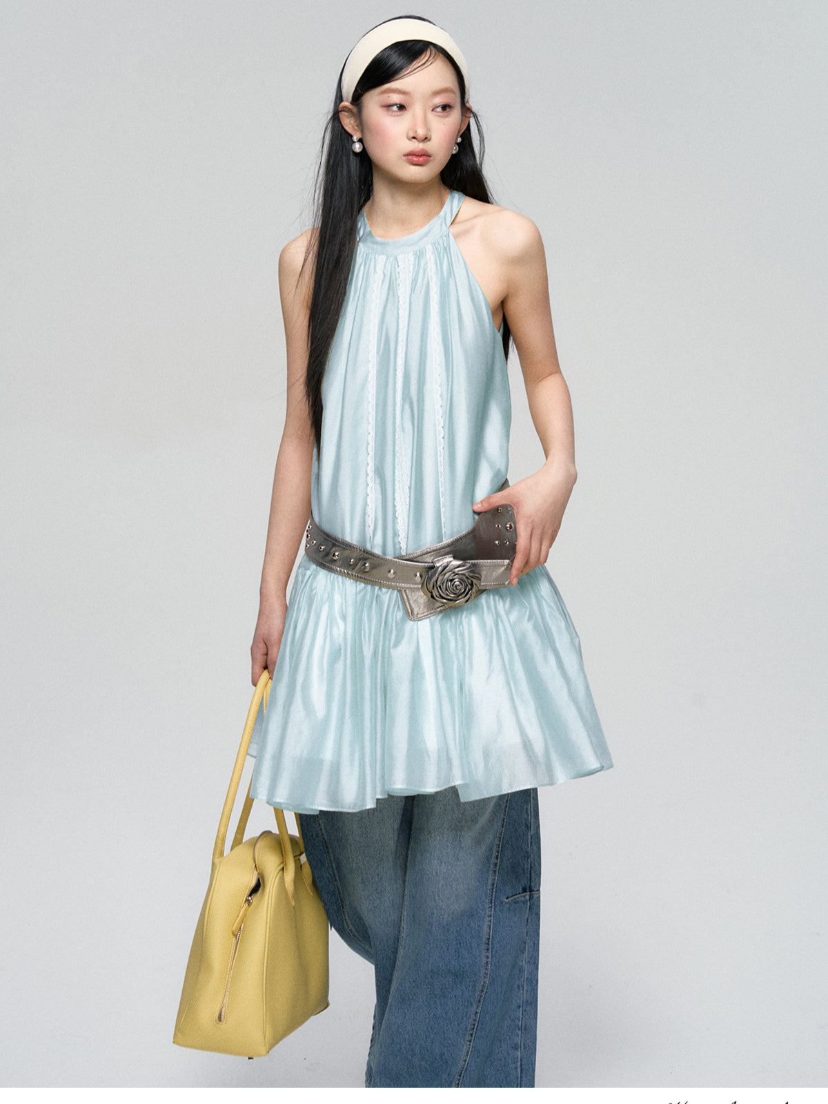 Halter Neck Tencel Lace Beach Dress - CHINASQUAD