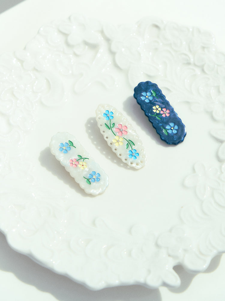 Hand-painted Flower Acetate Hair Clip