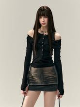 (Final Sale) Faux Two-Piece Tie Waist Denim Skirt - CHINASQUAD