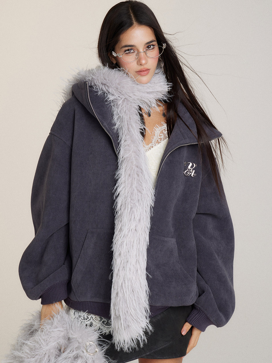 Heavyweight Shearling High-Collar Hoodie - CHINASQUAD