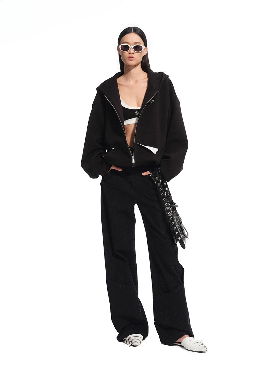 Cotton-feel Silhouette Zip-up Hoodie - CHINASQUAD