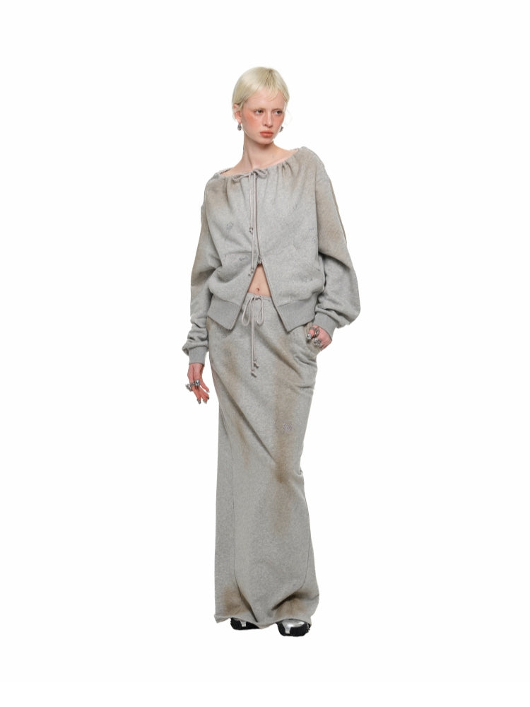 Mud Dyed Rhinestone Sweatshirt & Pant Set - CHINASQUAD