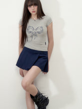 Bow Tie Rhinestone Short Sleeve T-shirt - CHINASQUAD