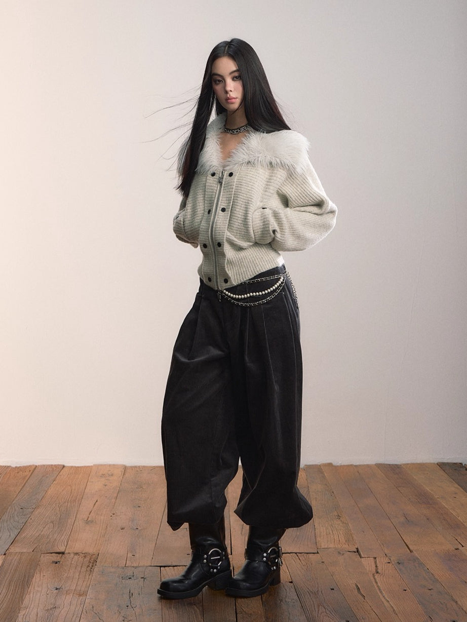 Corduroy Pleated Relaxed Trousers