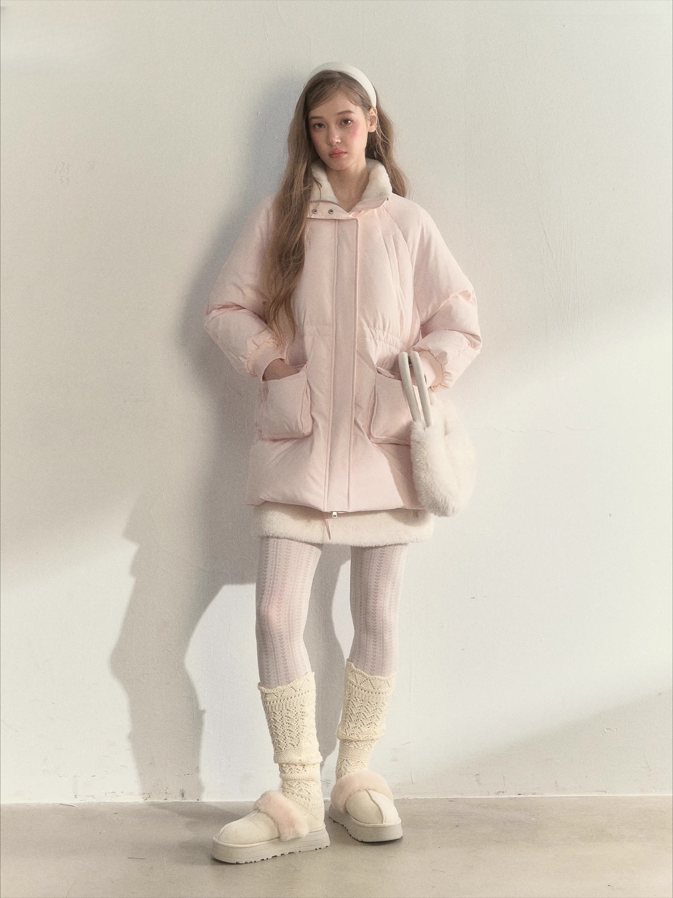 Blush Scarf-Hood Down Coat