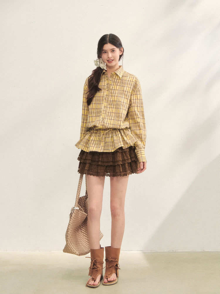 Multi-layer Ruffle Elastic Waist Tiered Skirt - CHINASQUAD