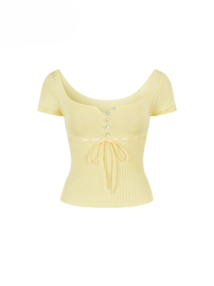 Bowknot Lyocell Knit T-shirt - CHINASQUAD