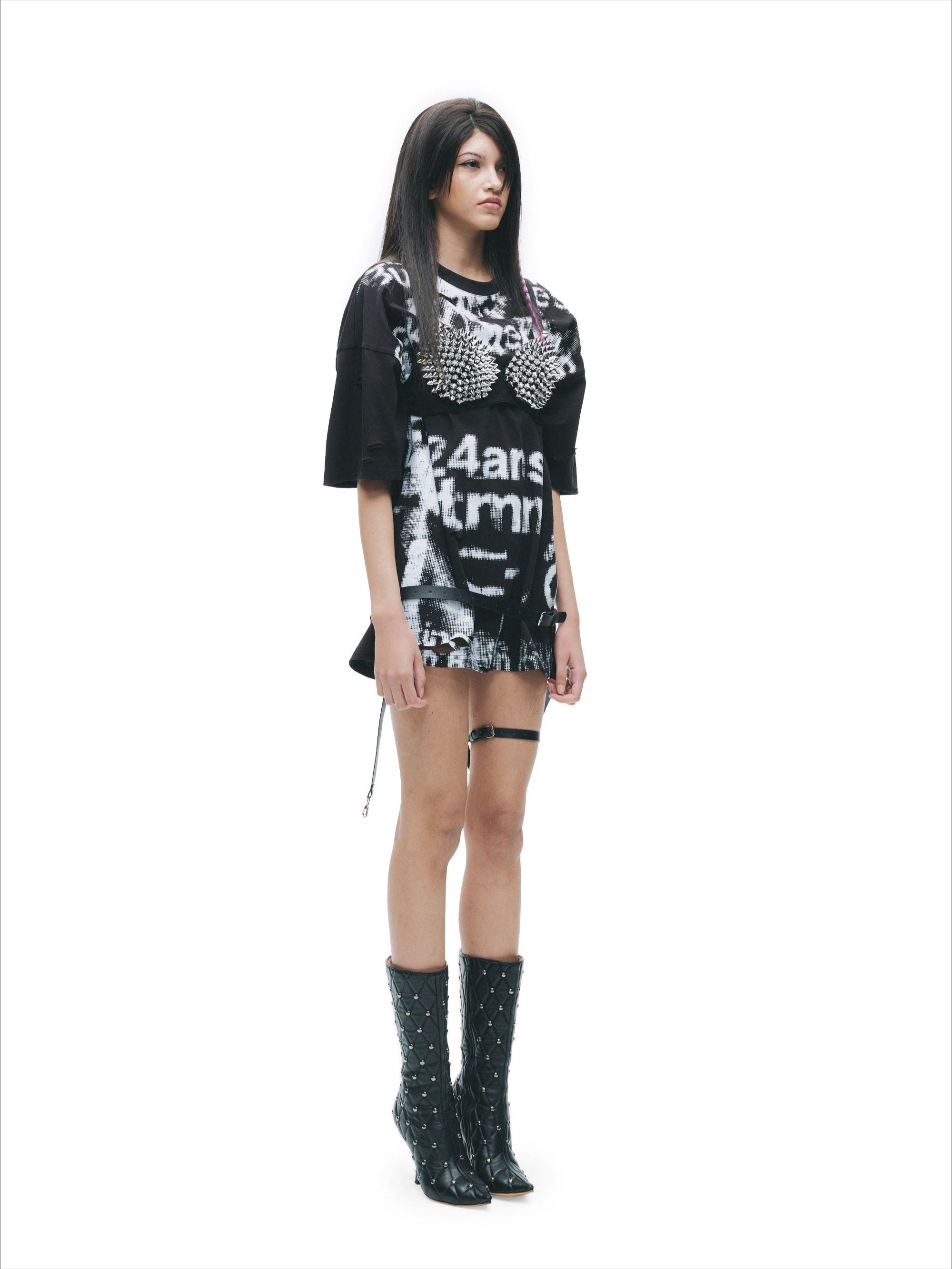 Distressed Laser-Burn Graphic Oversized T-Shirt