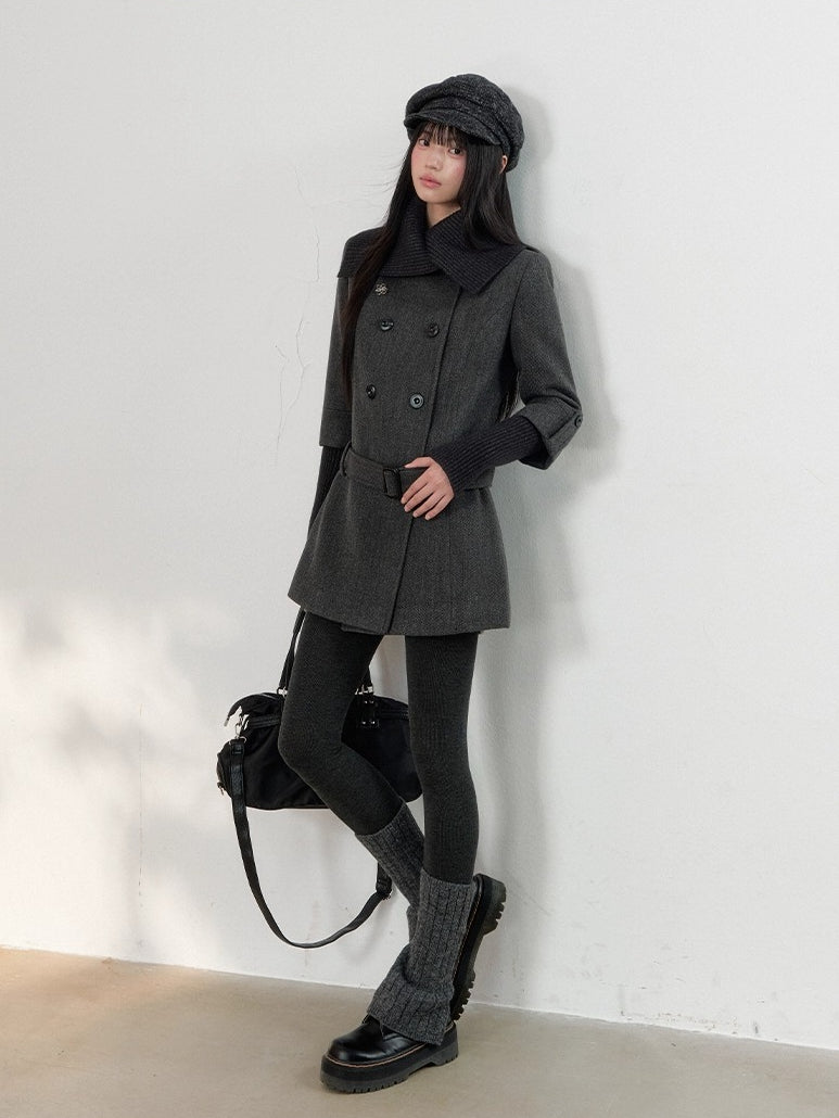 Grey Tailored Wool-Blend Long Dress