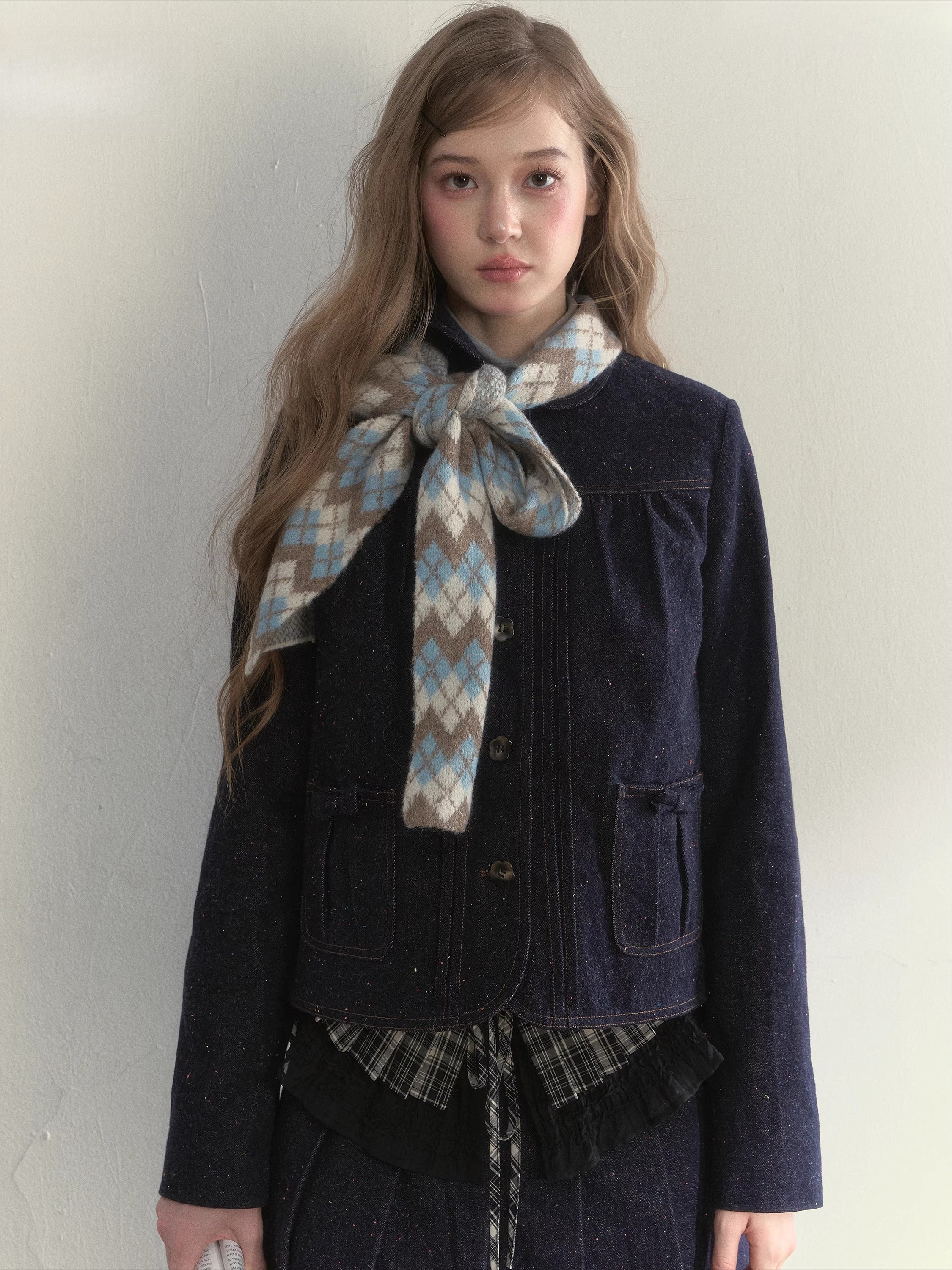 Multi-Color Ribbon Detail Knit Scarf