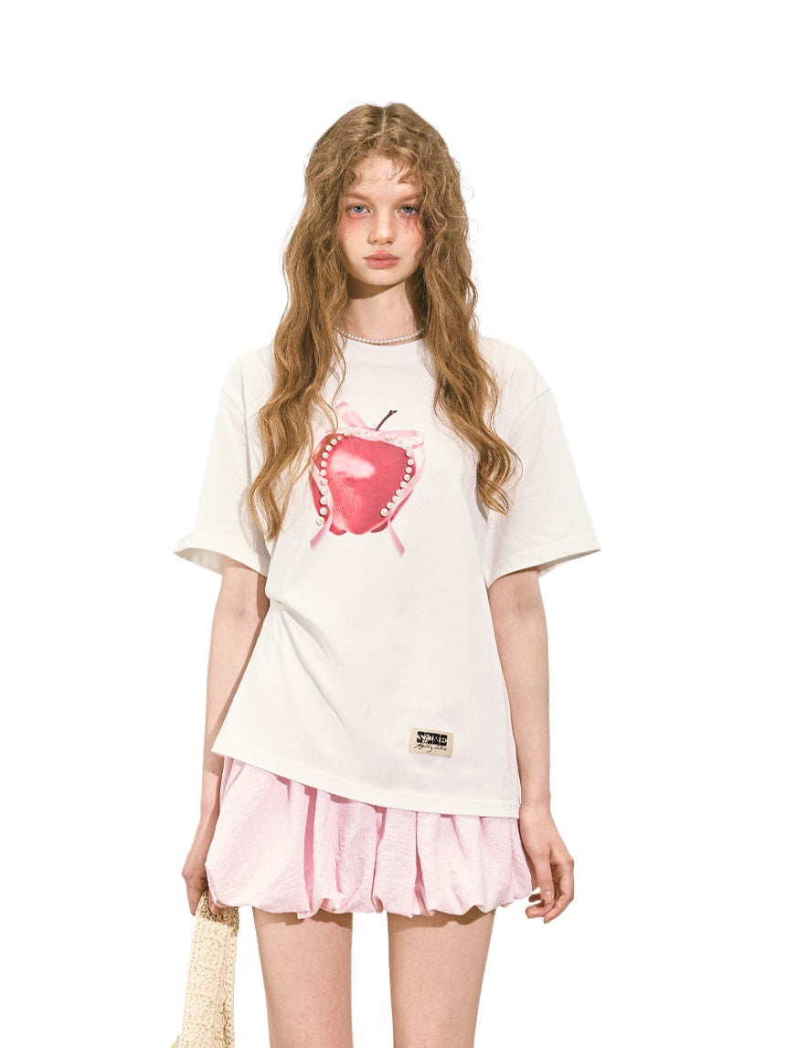 Apple Silhouette Half-Sleeve Crew Neck T-Shirt - CHINASQUAD