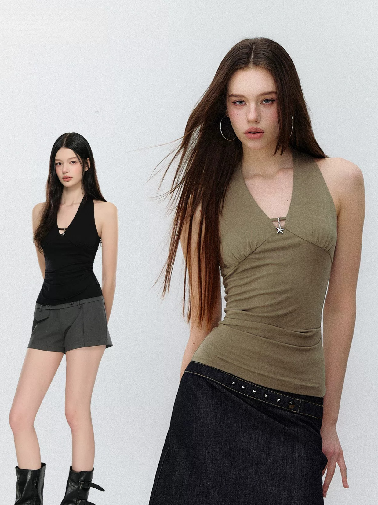 Starfish Pendant Halter Slim-Fit Tank Top